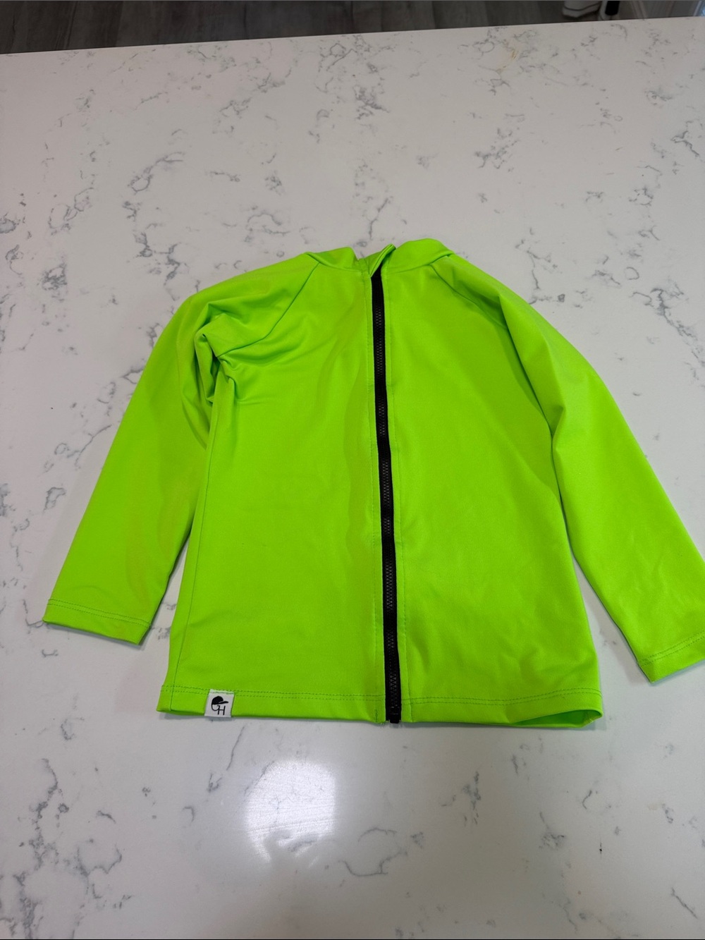 Kids Lime Green Zip Front Swim Sun Shirt George Hats size 5/6
